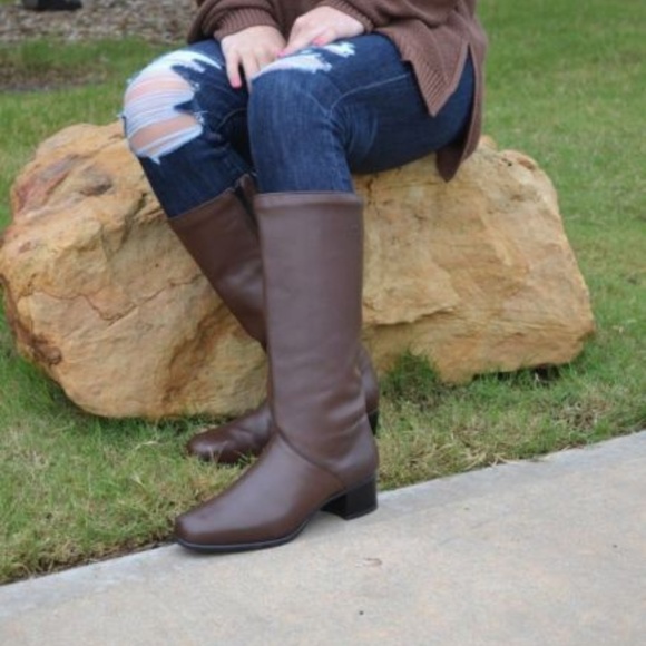 Regence Tall Brown Leather Boots Waterproof Size 11 - Picture 1 of 8